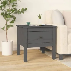 Mesa auxiliar de madera maciza de pino gris 50x50x49 cm de vidaXL, Mesas auxiliares - Ref: Foro24-813798, Precio: 39,65 €, De...
