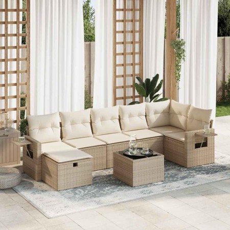Set de sofás de jardín y cojines 8 piezas ratán sintético beige en Conjuntos de jardín | Comprar online en Foru.es