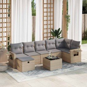 Set de sofás de jardín y cojines 8 piezas ratán sintético beige en Conjuntos de jardín | Comprar online en Foru.es