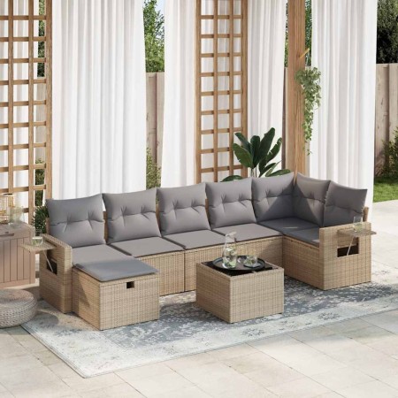 Set de sofás de jardín y cojines 8 piezas ratán sintético beige en Conjuntos de jardín | Comprar online en Foru.es