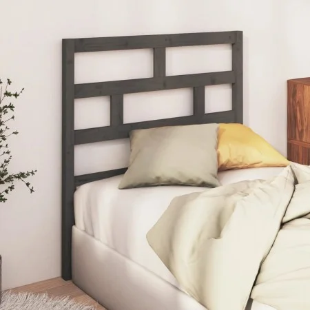 Cabecero de cama madera maciza de pino gris 81x4x100 cm de vidaXL, Cabeceros y pies de cama - Ref: Foro24-814171, Precio: 27,...