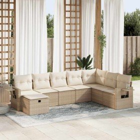 Set de sofás de jardín y cojines 8 piezas ratán sintético beige en Conjuntos de jardín | Comprar online en Foru.es