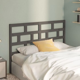 Cabecero de cama madera maciza de pino gris 146x4x100 cm de vidaXL, Cabeceros y pies de cama - Ref: Foro24-814196, Precio: 56...