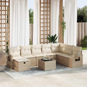 Set de sofás de jardín con cojines 9 pzas ratán sintético beige en Conjuntos de jardín | Comprar online en Foru.es