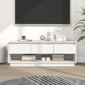 Mueble de TV de madera maciza de pino blanco 110,5x34x40 cm de vidaXL, Muebles TV - Ref: Foro24-813845, Precio: 74,81 €, Desc...