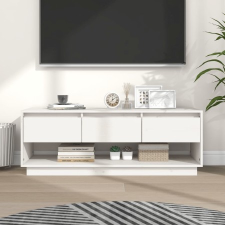 Mueble de TV de madera maciza de pino blanco 110,5x34x40 cm de vidaXL, Muebles TV - Ref: Foro24-813845, Precio: 74,81 €, Desc...