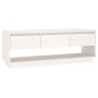Mueble de TV de madera maciza de pino blanco 110,5x34x40 cm de vidaXL, Muebles TV - Ref: Foro24-813845, Precio: 74,81 €, Desc...