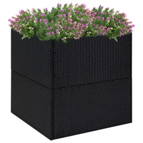 Jardinera de ratán sintético negra 80x80x80 cm de vidaXL, Maceteros y jardineras - Ref: Foro24-319173, Precio: 119,44 €, Desc...