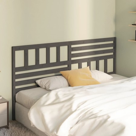 Cabecero de cama madera maciza de pino gris 206x4x100 cm de vidaXL, Cabeceros y pies de cama - Ref: Foro24-814166, Precio: 74...