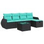 Set de sofás de jardín 6 piezas y cojines ratán sintético negro en Conjuntos de jardín | Comprar online en Foru.es
