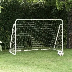 Portería de fútbol con red acero blanco 180x90x120 cm de vidaXL, Porterías de fútbol - Ref: Foro24-93370, Precio: 67,81 €, De...