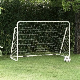 Portería de fútbol con red acero blanco 180x90x120 cm de vidaXL, Porterías de fútbol - Ref: Foro24-93370, Precio: 69,85 €, De...
