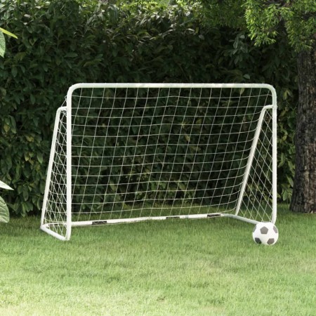 Portería de fútbol con red acero blanco 180x90x120 cm de vidaXL, Porterías de fútbol - Ref: Foro24-93370, Precio: 69,85 €, De...