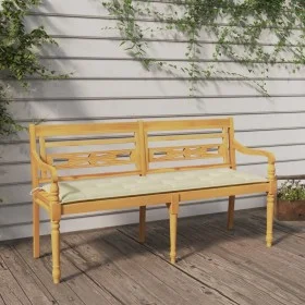 Batavia bench cream cushion solid teak wood 150 cm by vidaXL, garden benches - Ref: Foro24-3100843, Price: 238,09 €, Discount: %