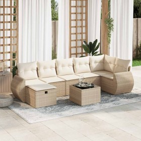 Set de sofás de jardín y cojines 8 piezas ratán sintético beige en Conjuntos de jardín | Comprar online en Foru.es