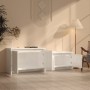 Mueble de TV madera contrachapada blanco brillo 146,5x35x50 cm de vidaXL, Muebles TV - Ref: Foro24-809815, Precio: 58,15 €, D...