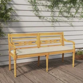 Batavia Bank cremefarbenes Kissen massives Teakholz 150 cm von vidaXL, Gartenbänke - Ref: Foro24-3100828, Preis: 240,03 €, Ra...