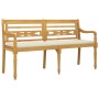 Banco Batavia cojín color crema madera maciza de teca 150 cm de vidaXL, Bancos de jardín - Ref: Foro24-3100828, Precio: 243,6...