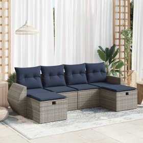 Set de muebles de jardín 6 pzas y cojines ratán sintético gris en Conjuntos de jardín | Comprar online en Foru.es