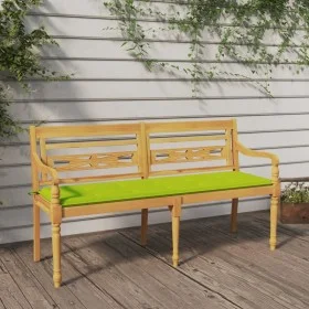 Batavia bank with green cushion, solid teak wood, 150 cm by vidaXL, garden benches - Ref: Foro24-3100837, Price: 236,41 €, Di...
