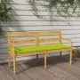Banco Batavia con cojín verde brillo madera maciza teca 150 cm de vidaXL, Bancos de jardín - Ref: Foro24-3100837, Precio: 236...