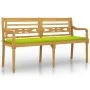 Banco Batavia con cojín verde brillo madera maciza teca 150 cm de vidaXL, Bancos de jardín - Ref: Foro24-3100837, Precio: 236...