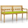 Banco Batavia con cojín verde brillo madera maciza teca 150 cm de vidaXL, Bancos de jardín - Ref: Foro24-3100837, Precio: 244...