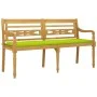 Banco Batavia con cojín verde brillo madera maciza teca 150 cm de vidaXL, Bancos de jardín - Ref: Foro24-3100837, Precio: 236...