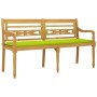 Banco Batavia con cojín verde brillo madera maciza teca 150 cm de vidaXL, Bancos de jardín - Ref: Foro24-3100837, Precio: 244...