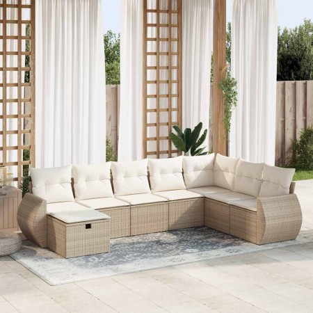 Set de sofás de jardín y cojines 8 piezas ratán sintético beige en Conjuntos de jardín | Comprar online en Foru.es