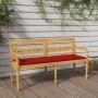 Banco Batavia con cojín rojo madera maciza de teca 150 cm de vidaXL, Bancos de jardín - Ref: Foro24-3100847, Precio: 254,14 €...