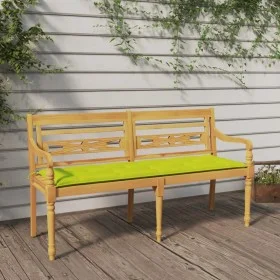 Banco Batavia con cojín verde brillo madera maciza teca 150 cm de vidaXL, Bancos de jardín - Ref: Foro24-3100852, Precio: 242...