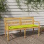 Banco Batavia con cojín verde brillo madera maciza teca 150 cm de vidaXL, Bancos de jardín - Ref: Foro24-3100852, Precio: 245...