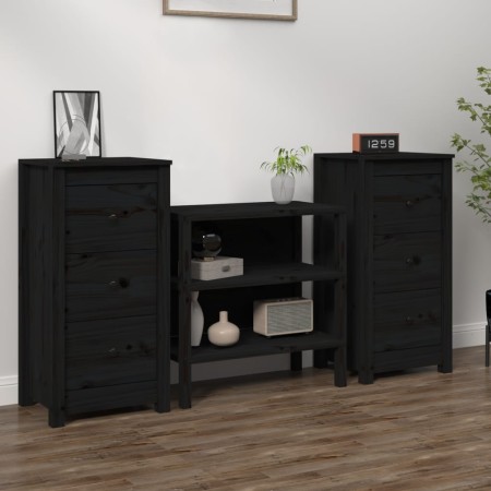 Aparadores 2 uds madera maciza de pino negro 40x35x80 cm de vidaXL, Aparadores - Ref: Foro24-813748, Precio: 121,23 €, Descue...