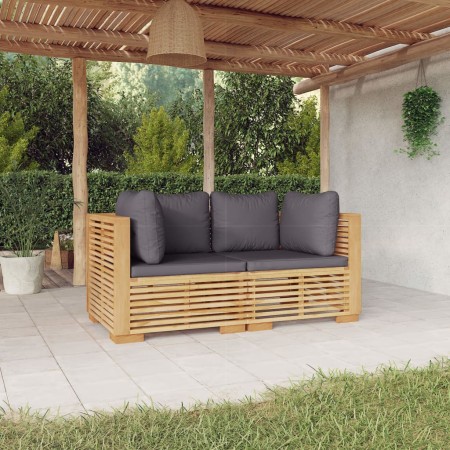 Sofá esquina jardín con cojines 2 piezas madera maciza teca de vidaXL, Conjuntos de jardín - Ref: Foro24-3100864, Precio: 460...