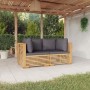 Sofá esquina jardín con cojines 2 piezas madera maciza teca de vidaXL, Conjuntos de jardín - Ref: Foro24-3100864, Precio: 460...