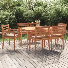 Juego comedor de jardín 7 piezas con cojines madera maciza teca de vidaXL, Conjuntos de jardín - Ref: Foro24-3100792, Precio:...