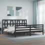 Estructura de cama con cabecero madera maciza negro 200x200 cm de vidaXL, Camas y somieres - Ref: Foro24-3194400, Precio: 174...