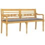 Banco Batavia con cojín gris madera maciza de teca 150 cm de vidaXL, Bancos de jardín - Ref: Foro24-3100842, Precio: 249,68 €...