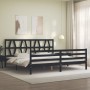 Estructura de cama con cabecero madera maciza negro 200x200 cm de vidaXL, Camas y somieres - Ref: Foro24-3194400, Precio: 174...
