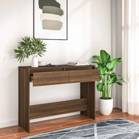 Mesa consola madera de ingeniería marrón roble 100x35x76,5 cm de vidaXL, Mesas auxiliares - Ref: Foro24-813037, Precio: 58,83...