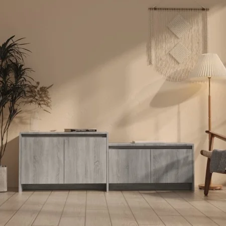 Mueble de TV madera de ingeniería gris ahumado 146,5x35x50 cm de vidaXL, Muebles TV - Ref: Foro24-813027, Precio: 60,69 €, De...