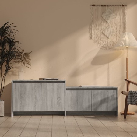 Mueble de TV madera de ingeniería gris ahumado 146,5x35x50 cm de vidaXL, Muebles TV - Ref: Foro24-813027, Precio: 61,25 €, De...