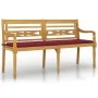 Banco Batavia con cojín rojo vino madera maciza de teca 150 cm de vidaXL, Bancos de jardín - Ref: Foro24-3100835, Precio: 247...