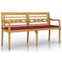Banco Batavia con cojín rojo vino madera maciza de teca 150 cm de vidaXL, Bancos de jardín - Ref: Foro24-3100835, Precio: 247...