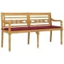 Banco Batavia con cojín rojo vino madera maciza de teca 150 cm de vidaXL, Bancos de jardín - Ref: Foro24-3100835, Precio: 247...