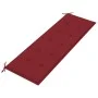 Banco Batavia con cojín rojo vino madera maciza de teca 150 cm de vidaXL, Bancos de jardín - Ref: Foro24-3100835, Precio: 247...