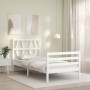 Estructura de cama con cabecero madera maciza blanco 90x200 cm de vidaXL, Camas y somieres - Ref: Foro24-3194362, Precio: 97,...