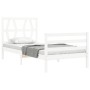 Estructura de cama con cabecero madera maciza blanco 90x200 cm de vidaXL, Camas y somieres - Ref: Foro24-3194362, Precio: 97,...