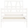 Estructura de cama con cabecero madera maciza blanco 90x200 cm de vidaXL, Camas y somieres - Ref: Foro24-3194362, Precio: 97,...